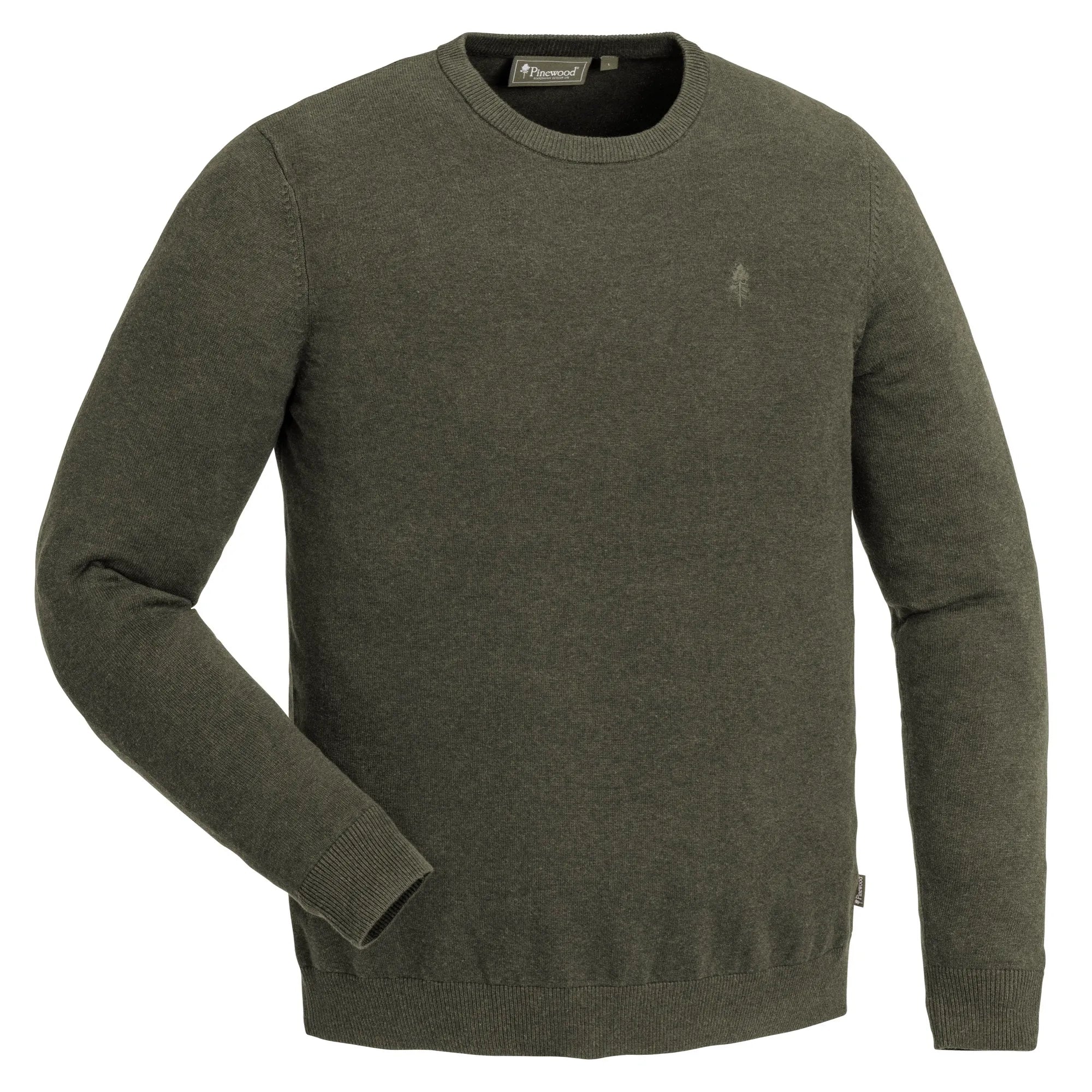 Pinewood® Värnamo Crewneck Knitted Sweater M's – Green Mel (116) – 5049