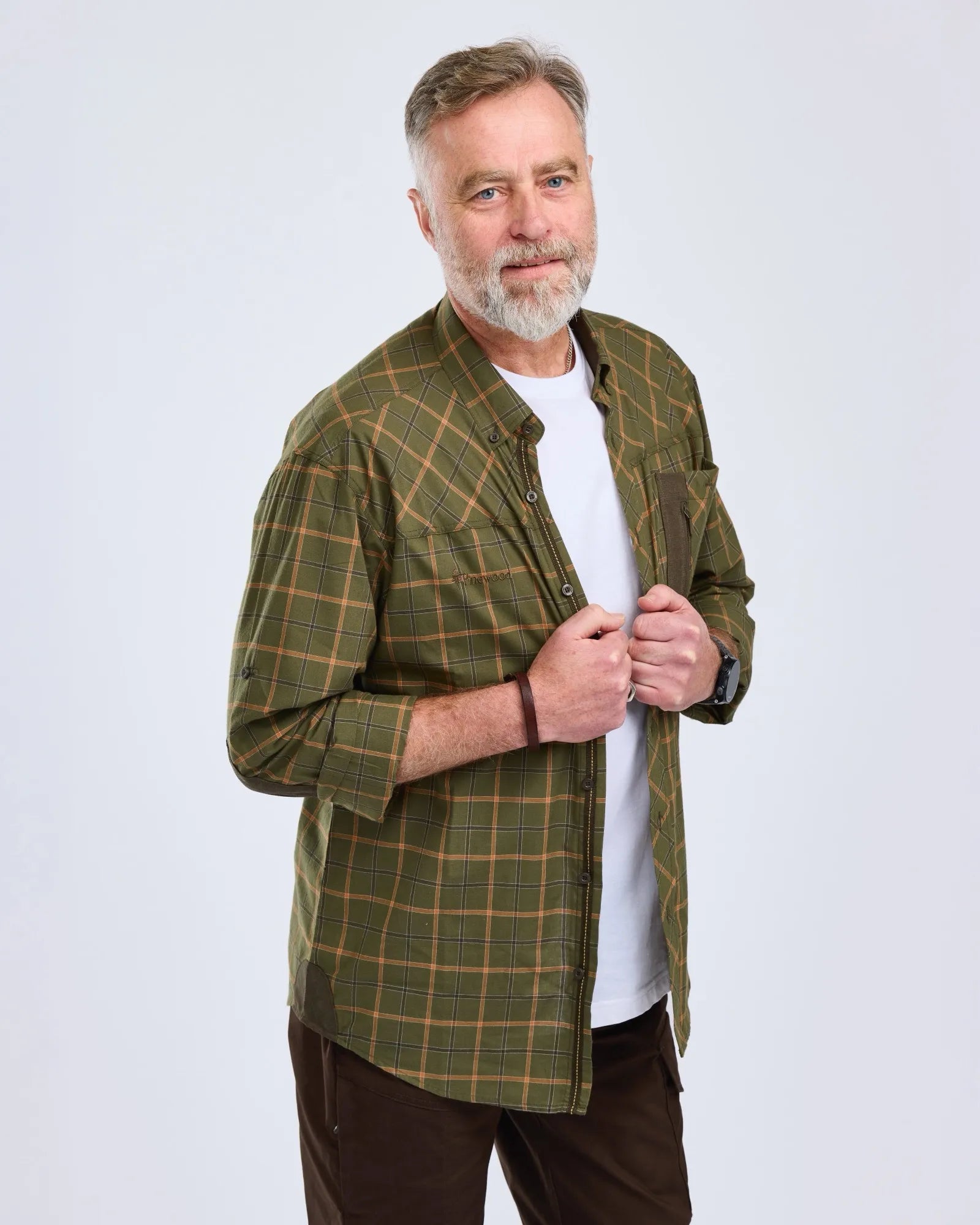 Pinewood® Wolf Shirt M's – Green/Terracotta (704) – 5329