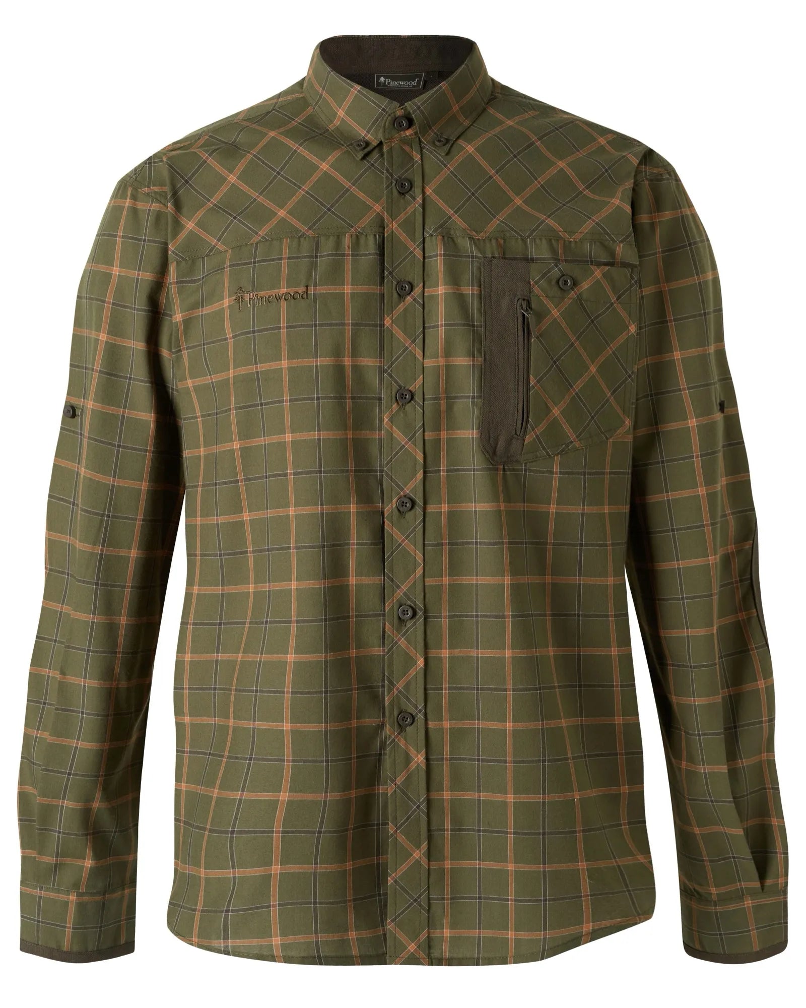 Pinewood® Wolf Shirt M's – Green/Terracotta (704) – 5329