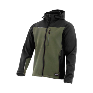 SARA Comfort Plus softshell munkakabát, olívazöld és fekete, 1-13-620-75-25 – elölnézet