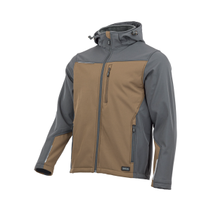 SARA Comfort Plus softshell munkakabát, Barna / sötétszürke (Charcoal), 1-13-620-76-72 – elölnézet