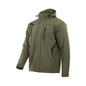 SARA Comfort Winter bélelt softshell munkakabát, olívazöld és fekete, 1-08-630-75-25