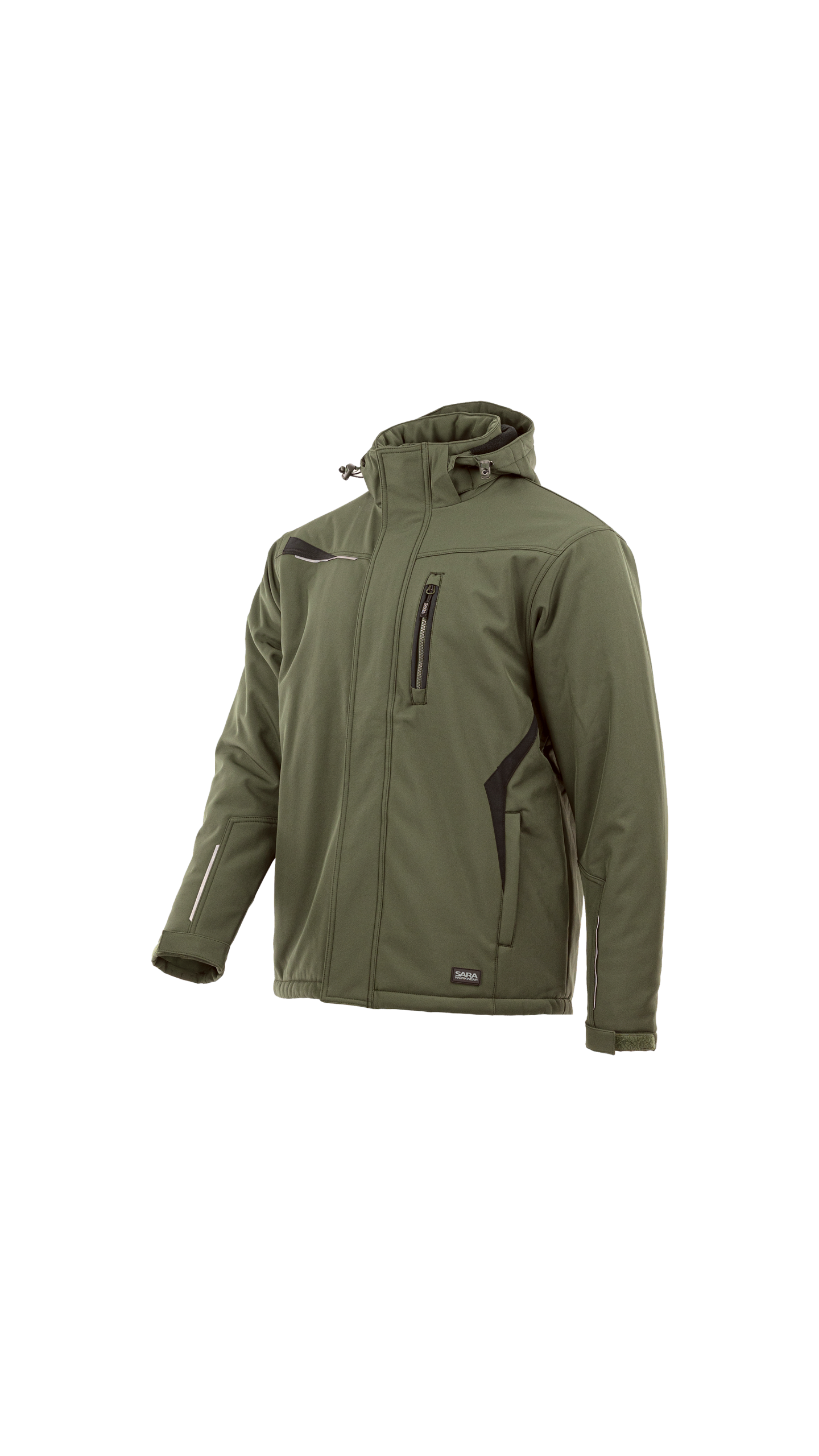SARA Comfort Winter bélelt softshell munkakabát, olívazöld és fekete, 1-08-630-75-25