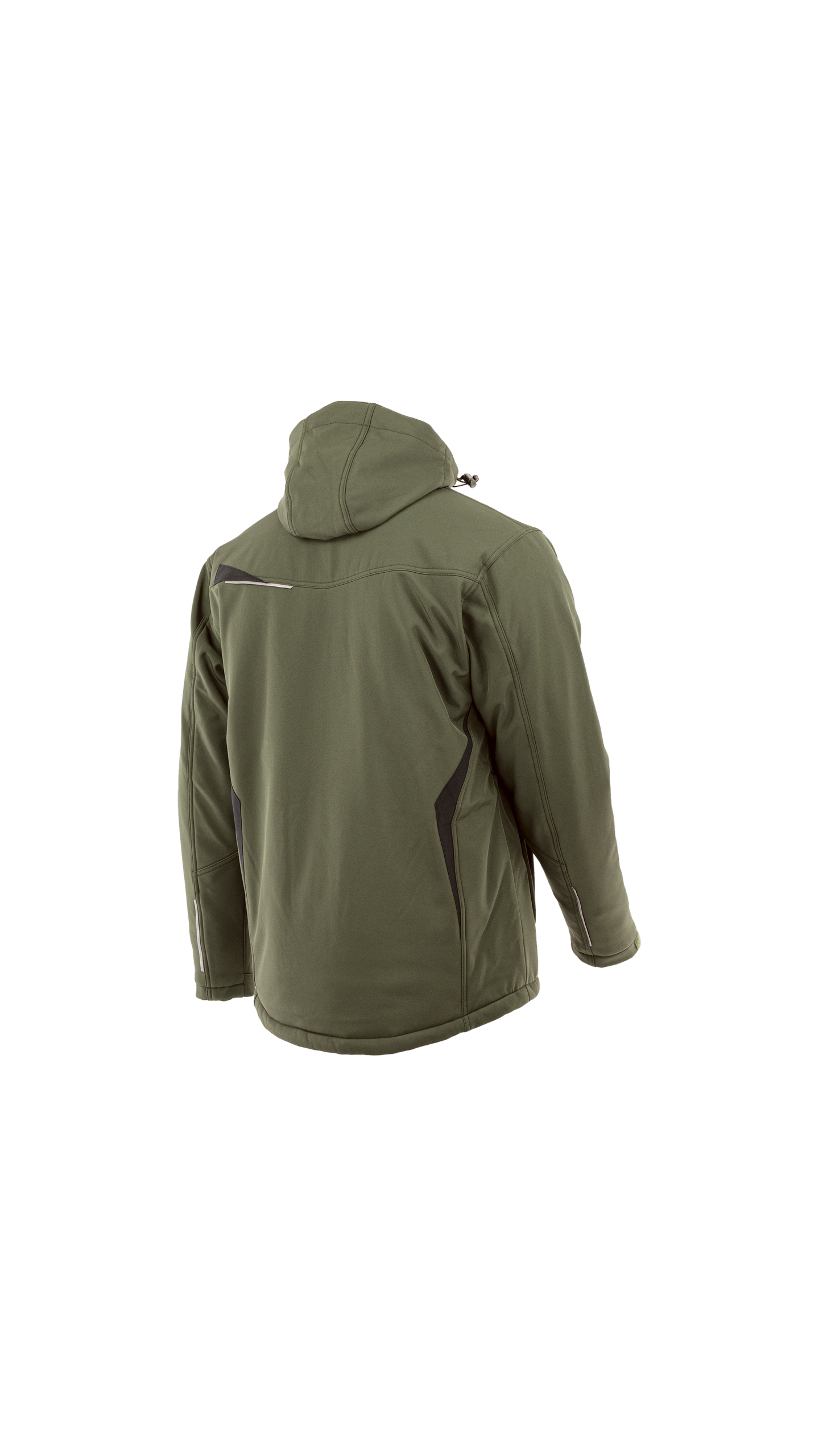 SARA Comfort Winter bélelt softshell munkakabát, olívazöld és fekete, 1-08-630-75-25 – hátulnézet