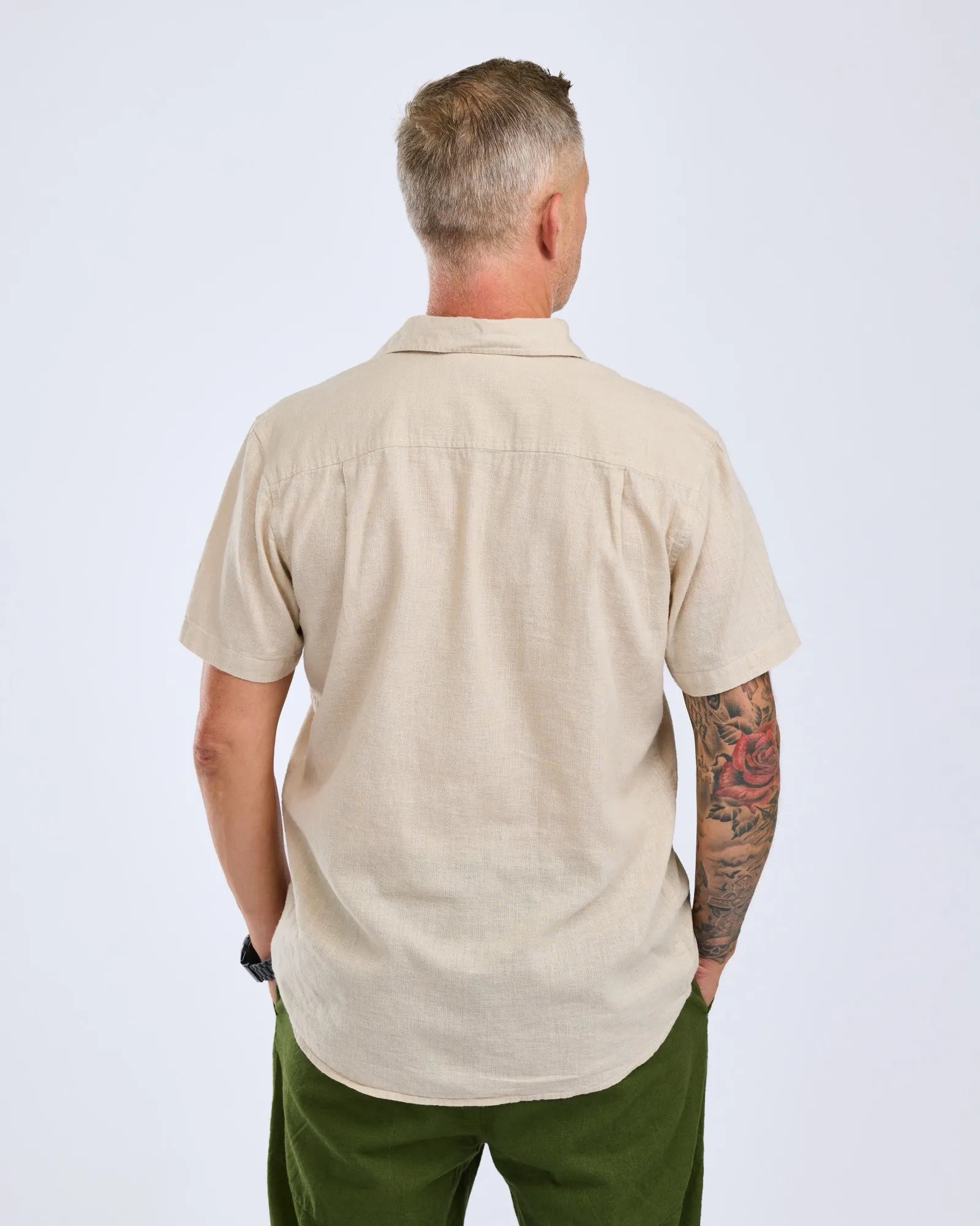 Värnamo Hemp mix S/S Shirt M's – Linen Beige (616) – 5373